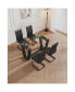 Фото #11 товара Black Table & Chair Set: Tempered Glass Table, 4 Leather Chairs