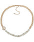 Фото #3 товара KARL LAGERFELD PARIS gold-Tone Imitation Pearl Omega Double Row Necklace, 16" + 3" extender