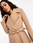 Фото #6 товара Forever New Petite formal wrap coat with tie belt in camel