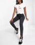 Фото #8 товара Miss Selfridge contrast stitch split hem skinny jean in black