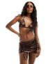 South Beach beaded triangle bikini top in brown metallic