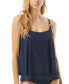 Фото #1 товара Michael Kors Iconic Solids Double Layer Tankini Top Swimwear Navy Size MD