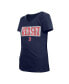 Big Girls Navy Boston Red Sox Flip Sequin Team V-Neck T-shirt