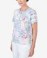 ფოტო #3 პროდუქტის Women's Patchwork Floral Braided Neck Tee