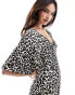 Фото #4 товара ASOS DESIGN roll sleeve button front midi tea dress in animal print