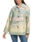 Lafayette 148 New York Swing Leather-Trim Coat Women's Green Xs