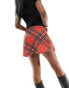 ASOS DESIGN tie front skort in red check