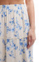 Hollister pull on tiered maxi skirt with pockets in cream and blue floral