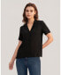 ფოტო #1 პროდუქტის Women's V Neck Half-Sleeve Notch Silk Shirt