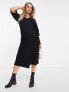 ASOS DESIGN Maternity supersoft midi wrap jumper dress with belt in black - BLACK