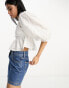 Mango puff sleeve crop top in white