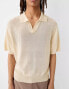 Bershka Collection sheer polo neck top in ecru S - Chest 37 - фото #2