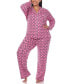 ფოტო #2 პროდუქტის Plus Size 2 Piece Long Sleeve Heart Print Pajama Set