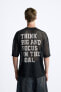 MESH TEXTURED T-SHIRT WITH SLOGANS