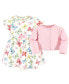 ფოტო #2 პროდუქტის Baby Girls Baby Cotton Dress and Cardigan 2pc Set, Butterflies