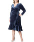 Фото #1 товара Women's Plus Size Viola Velvet Long Sleeve Wrap Dress