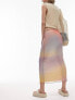 Topshop Petite mesh pastel blurred printed picot trim midi skirt in multi