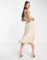 Фото #4 товара Morgan sleeveless knitted rib midi skater dress in cream