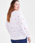 ფოტო #2 პროდუქტის Plus Size Cotton Printed Long-Sleeve Top, Created for Macy's