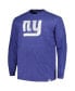 Фото #2 товара Men's Heather Royal Distressed New York Giants Big and Tall Throwback Long Sleeve T-Shirt