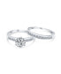 Classic Traditional 2CT Round Solitaire 6 Prong Solitaire Pave Band AAA CZ Anniversary Wedding Engagement Ring Set Band For Women .925 Sterling Silver