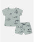 ფოტო #1 პროდუქტის Baby Boy Organic Cotton Top And Short Set Sage With Printed Jungle - Infant