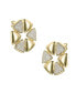 ფოტო #2 პროდუქტის 14k Gold Plated with Cubic Zirconia Pave Large Modern Abstract Flower Stud Earrings