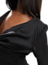 NA-KD chiffon top with satin bust in black