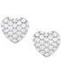 ფოტო #1 პროდუქტის Diamond Pavé Heart Stud Earrings (1/2 ct. t.w.) in 10k White Gold