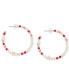 Two-Tone Medium Star & Mixed Bead Hoop Earrings, 1.5"