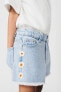 Floral denim bermuda shorts