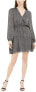 Фото #2 товара Leyden 254008 Womens Long Sleeve V-Neck Mini Dress Black Tic Tac Size Small