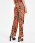 Фото #4 товара Women's Animal-Print Drawstring-Waist Pants, Created for Macy's