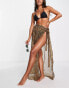 Фото #1 товара South Beach maxi wrap beach skirt co-ord in brown leopard print