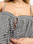 Фото #2 товара The Frolic zircon tie detail top co-ord in black and white textured gingham