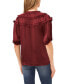 ფოტო #2 პროდუქტის Women's Short Sleeve Shirred Yoke Top with Self Neck Tie