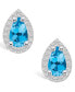 Topaz (2-1/10 ct. t.w.) and Diamond (1/3 ct. t.w.) Halo Stud Earrings in 14K White Gold
