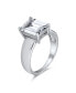 ფოტო #3 პროდუქტის Timeless Classic 3CT CZ Solitaire Rectangle Radiant Emerald Cut Engagement Ring Sterling Silver Plain Wide Band