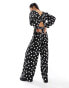 Фото #2 товара Wednesday's Girl polka dot v-neck jumpsuit in black