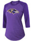 ფოტო #3 პროდუქტის Women's Lamar Jackson Purple Baltimore Ravens Team Player Name Number Tri-Blend Raglan 3/4 Sleeve T-shirt