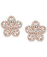 ფოტო #3 პროდუქტის EFFY® Diamond Baguette & Round Flower Stud Earrings (1 ct. t.w.) in 14k Rose Gold