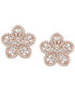 Фото #3 товара EFFY® Diamond Baguette & Round Flower Stud Earrings (1 ct. t.w.) in 14k Rose Gold