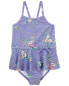 Фото #4 товара Toddler Floral Print 1-Piece Ruffle Swimsuit 3T
