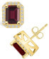 ფოტო #1 პროდუქტის Garnet (3-7/8 ct. t.w.) and Diamond (3/8 ct. t.w.) Halo Stud Earrings in 14K Yellow Gold