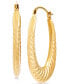 ფოტო #1 პროდუქტის Swirled Rib Oval Hoop Earrings in 14k Gold