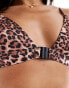 ASOS DESIGN Mindy triangle bikini top with front fastening in leopard