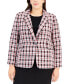 Фото #3 товара Plus Size Plaid Long-Sleeve Blazer