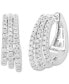ფოტო #1 პროდუქტის EFFY® Diamond Triple Small Huggie Hoop Earrings (1 ct. t.w.) in 14k White Gold, 0.75"