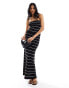 Pretty Lavish knit maxi skirt co-ord in monchrome stripe