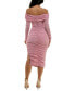 ფოტო #2 პროდუქტის Juniors' Long-Sleeve Off-The-Shoulder Bodycon Dress